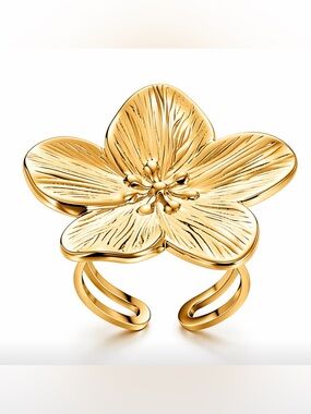 Gold Floral Statement Ring - Unbranded